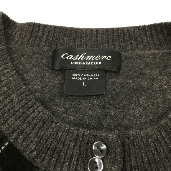 Lord & Taylor Argyle Cashmere Cardigan - Picture 2 of 6